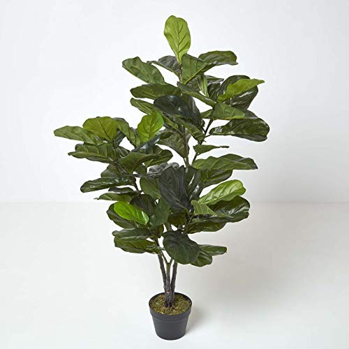 HOMESCAPES Konstgjorda Träd Fake Green Plant Lyre Fikonträd i Kruka, 120cm