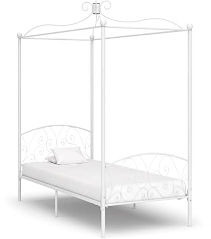 vidaXL Estructura de cama con dosel metal blanco 90x200 cm