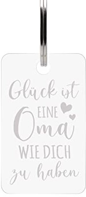 Acrylglas Rechteck Schlüsselanhänger Dogtag persönliches Geschenk inkl. Schlüsselring - Beste Oma