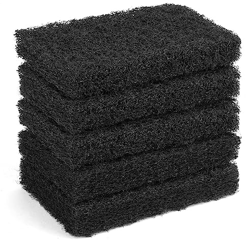 Heavy Duty Nylon Scour Pads Replacement Scrubber, Black 5 Pack 5.5 * 3.15 Inch