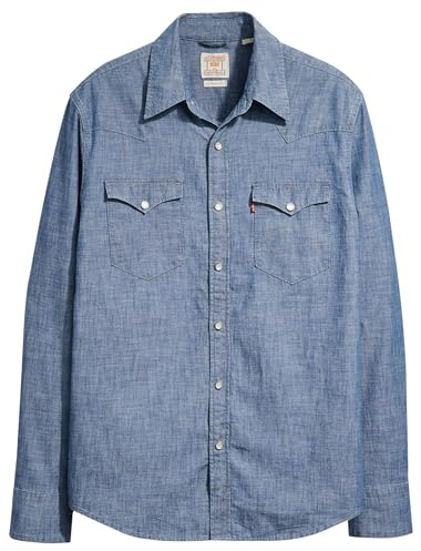 Levi's Herren Barstow Western Standard Hemd,Grant Mid Blue Chambray,L