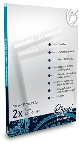 Bruni Schutzfolie kompatibel mit Sony XDR-C1DBP Folie, glasklare Displayschutzfolie (2X)