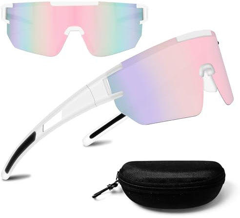 PATRICHOR Schnelle Brille Rave, Sonnenbrille Fahrradbrille Herren Damen, UV400 Schutz Ski Sportbrille MTB Brille, Sunglasses mit Verstellbarem Bügel Radsportbrille für Radfahren Angeln Rennrad Sport
