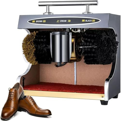 JJENXYYDS Cireuse de Chaussures entièrement Automatique,Cireuse De Chaussures Électrique Publique en Titane avec Brosse Douce Et Dure Kit De Nettoyage De Chaussures Induction Automatique,B