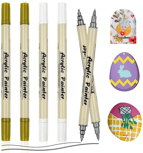 DBTW 6 Piezas Rotuladores Impermeables - Rotuladores Acrílicos de Punta Fina, para Vidrio y Marcadores de Laca, Lápices Acrílicos Resistentes al Agua para Vidrio Madera Lienzo Cerámica