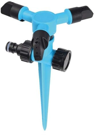 Arroseur de pelouse à 3 bras avec piquet - Arroseur de jardin rotatif à 360° - Système d'irrigation automatique - Réglable pour jardin, pelouse, plantes