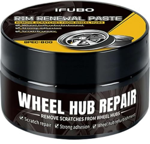 Car Wheel Scratch Repair Polish – 80g Hub Polishing Paste with Sponge, Removes Scratches & Restores High-Gloss Finish