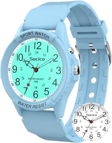SOCICO Analog Watch for Women Nurses 50M Waterproof Night Light 12/24H