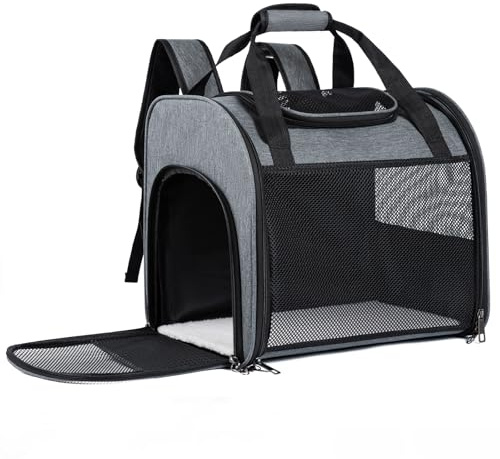 MAIYADUO Sac à Dos Chat, Grand Espace Sac de Transport pour Chat, Respirant, Stable, Pliable, avec Matelas en Peluche Amovible