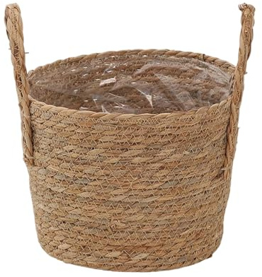 Zunetsutock Halmkorg, handgjord vasdekoration, lätt tyghållare | Boho-stil av naturfiber, inomhus- och utomhusdekoration, balkong, uteplats, trädgård, nej