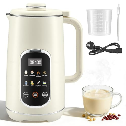 Máquina de leche de frutos secos 1200ml, máquina de leche de soja con 12 cuchillas y 9 funciones, máquina de leche de avena para leche de almendras, leche vegetal, bebida de cereales, temporizador