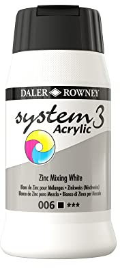 Daler-Rowney System3 Acrylic Paint, Plastic Pot, 16.91oz - 500 ml, Zinc Mixing White