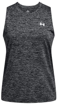 Under Armour Tech Tank - Twist, Sportshirt aus superweichen UA Tech-Material, schnell trocknendes Funktionsshirt Damen, Schwarz (Black / Metallic Silver) , XS