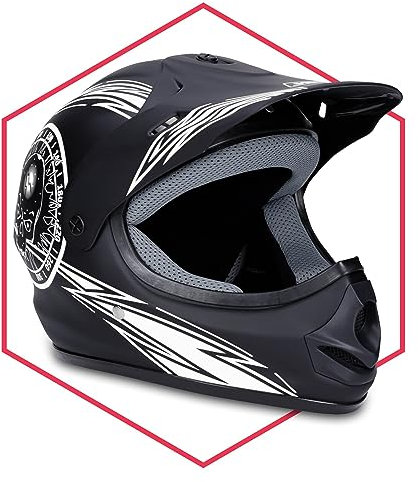 Saferide | Motorradhelm Schwarz-Weiß Matt 53-54 cm Quadhelm Rollerhelm Cross Kinder ab 3 Jahre Enduro Regenschutz Sturzhelm Jugendliche Kleinkind Schutzhelm Kinderhelm Moped Mofa