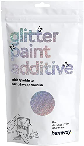 Silver Holographic Glitter Paint Additive Microfine 100g for Adding Sparkle to Paints & Varnish | Paint Walls Sparkly Add to Emulsion, Acrylic or Lacquer Indoor | Hemway