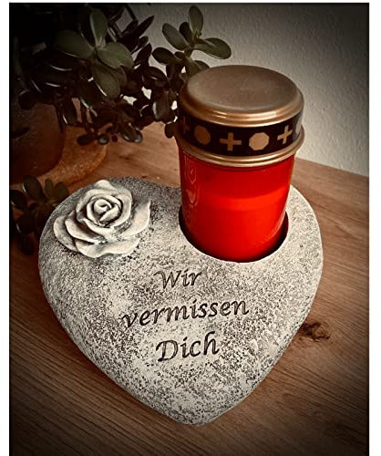 NECESITAS Decoración para tumbas Resistente a la Intemperie | Corazón como decoración tumbas | Piedra Conmemorativa con luz LED | Decoración de corazón para el último Camino