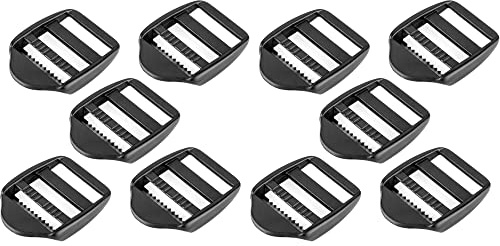 SolaDirect 10 x Ladderlock Rucksack Sliders Buckles for 25 mm / 1 inch Webbing Strap, Black, Plastic