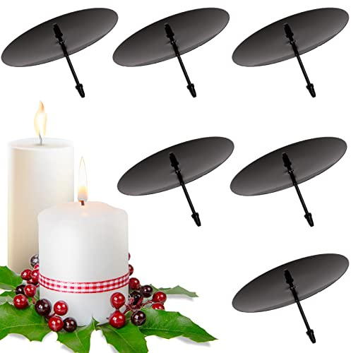 6Pezzi Portacandele Corona Avvento, 8cm Candelabro per Corona Nero dell'Avvento con Punta Centrale, Retrò Candeliere Candelabri Natalizi Vassoio Decorazioni Casa Matrimonio Giardino
