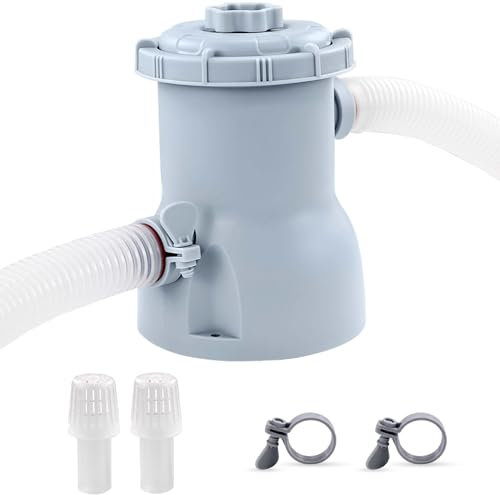Crystals Swimming Pool Filter Pump, Paddling Pool Filter Pump 300gal (1136L Per Hour), Pool Filter Cartridge Pump, Grey