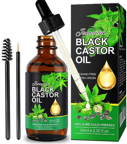 RizinusöL Haare für haare, 60 ml Black Castor Oil für Haare, für Haarwachstum & Hautpflege, 100% reines ätherisches Bio für Augenbrauen und Wimpern, rizinusöl kaltgepresst
