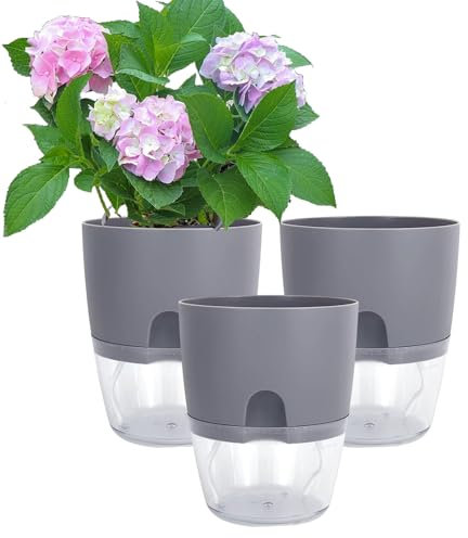 Voarge 3 vasi per erbe aromatiche, vaso di fiori, sistema di irrigazione con auto-irrigazione e serbatoio dell'acqua Herb Pot, per esterni e casa, ufficio domestico