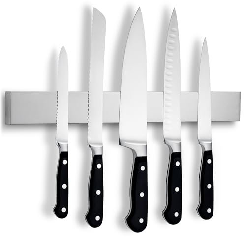 LARHN Barra Magnetica per Coltelli Extra Forte – 40 cm, Acciaio Inox – Porta Coltelli Cucina Magnetico – Calamita da Muro