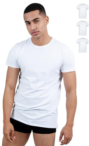 SKIPPER 3-pack herr Stretchig t-shirt rund hals I basic t-shirts I undertröja av 95% bomull och 5% elastan I kortärmad business undertröja herr I Oeko-TEX certifierad I S - 3XL