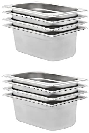 GCHDHAPB Gastronorm - Recipientes de acero inoxidable (8 unidades, GN 1/4, 100 mm)