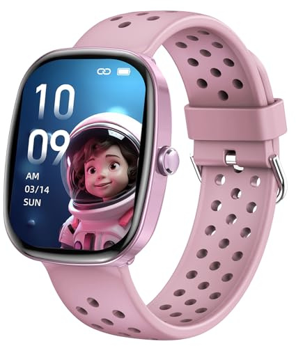 Tynggko Orologio Smartwatch Bambini, Orologio Fitness Tracker Smart Watch con 100 Modalità Sport, 2 Giochi Puzzle, Cardiofrequenzimetro, Sveglia, Regalo Smartwatch per Bambino 6+ Anni Regalo (Rosa)