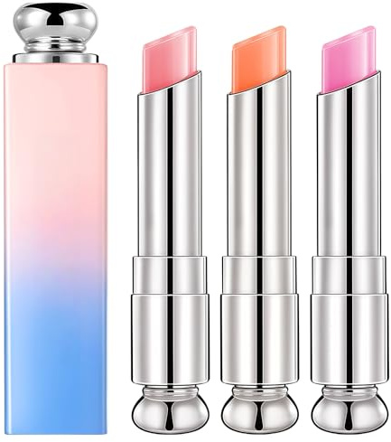 3PCS Colour Changing Lipstick, Tinted Lip Balm & Lip Balm Tinted for Women, Coloured Lip Balms with Lipcote Formula for Moisturizing & Repair