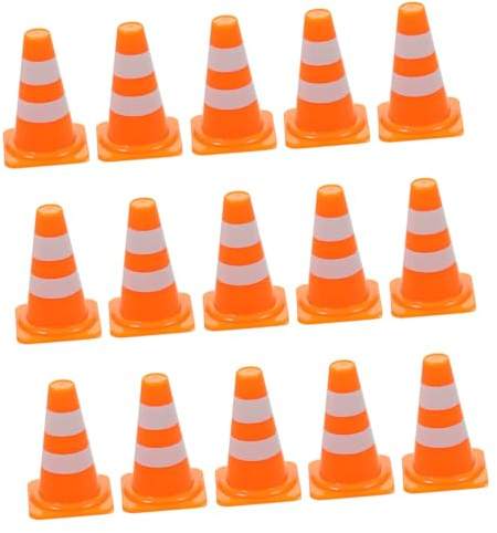 Toyvian 30pcs Mini Traffic Cones and Road Signs Educational Pretend Play Toys for Boys and Girls School Teaching Aids Simulation Roadblock Toy Set for Classroom and Outdoor Use