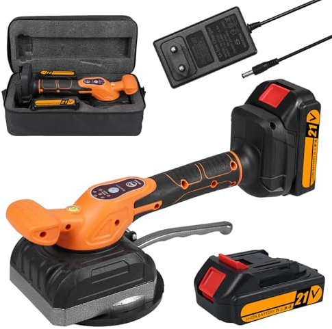 Máquina de colocación de azulejos por vibración de 21 V, herramienta de colocación de azulejos con 5 velocidades ajustables, gran capacidad de carga, ventosa ancha con nivel de burbuja