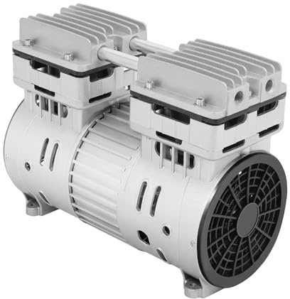 Compresor de aire sin aceite, 8 bares, motor de repuesto, 750 W, silencioso sin aceite, 1400 rpm, compresor de aluminio sin aceite, 125 l/min de descarga de aire comprimido, para taller y aplicaciones