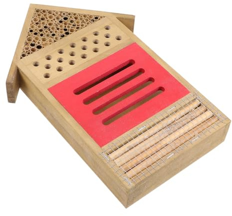 Tofficu Casa de Abejas y Colmena de Madera para Jardín, Hotel de Insectos Protección Natural, Caja Nido para Polinizadores Pacíficos, Adecuada para Espacios Verdes