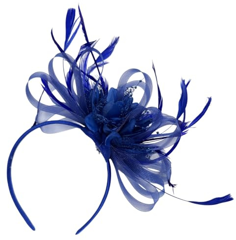 Caprilite Royal Blue Feather Hair Fascinator Headband Wedding and Royal Ascot Races Ladies