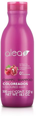 ALEA - Champú Pelo Teñido - Línea Coloreados - 500 ml - con Extracto de Granada - Mantiene el Color del Cabello Durante más Tiempo - Sin Sulfatos ni Parabenos