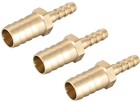 sourcing map Straight Brass Barb Fitting Reducer, Fit Hose ID 12mm to 6mm 3pcs