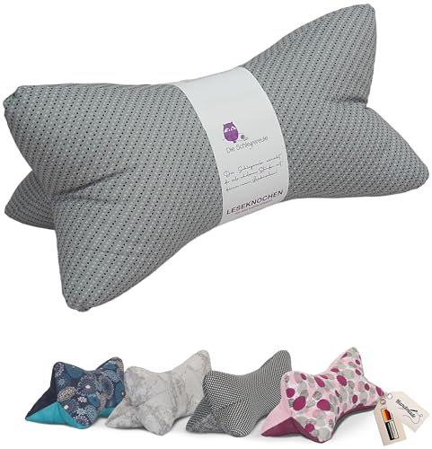 Leseknochen Nackenkissen Sterne Streifen Weihnachten bequem und waschbar! Handgestopft und genäht in Deutschland - Nutzbar als Nackenrolle Kissen Nackenrolle (Dezent Grau)