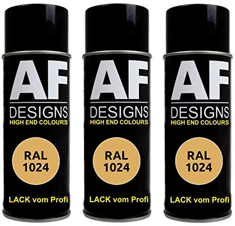Alex Flittner Designs 3X Ral Pintura en Espray Pintura Coche Laca Colorida Lata de Aerosol RAL1024 Ocre Amarillo Brillante