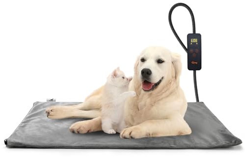 Toozey Katzen & Hund Heizmatte Innen, Timing & Temperatur Einstellbar Sicher Elektrisch Haustier Heizdecke mit Kristall Samtbezug für Neugeborene/Klein/Altere Katze und Hund