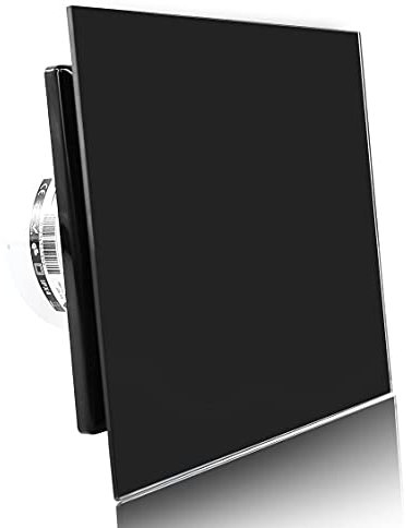 Fantronix Black 100 mm Stylish Glass Front Bathroom Extractor fan with Timer and Humidity Sensor Ultra Quiet Slim Design Shower Toilet Moisture Control