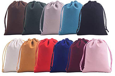 KONMAY 11 sacchetti grandi in velluto con coulisse, misti, 15 x 20 cm, sacchetti per gioielli per regali, bomboniere