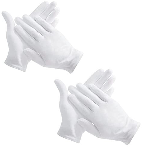 2 Paar Baumwollhandschuhe,Baumwollhandschuhe Weiß, Care Schutzhandschuhe, Weiße Stoffhandschuhe,Bequem und Atmungsaktiv Arbeitshandschuhe für Hautpflege, Schmuck Untersuchen, Tägliche Arbeit