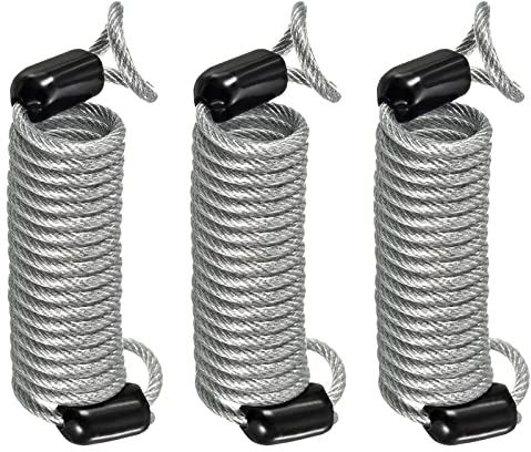 M METERXITY 3 Pack Disc Lock Security Steel Cable - Plastic Coated Spring Reminder Wire Anti-Theft Rope, Apply to Outdoors Protection (2.5mmx1m, Transparent)