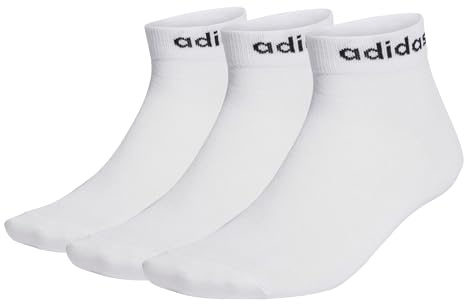 adidas Unisex - Bambini e ragazzi Think Linear Ankle Socks 3 Pairs, White / Black, 5-6 Years