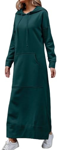tinbarry Abito con Cappuccio da Donna con Cappuccio Autunno Inverno Abito Felpa Pullover Casual Felpa con Cappuccio Felpe Lunghe Abiti con Tasche Maxi Abito con Cappuccio