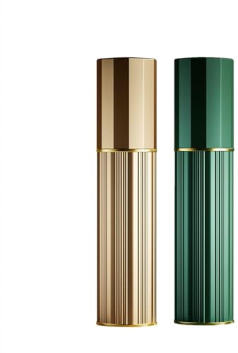 Aurdox Perfume Atomiser, Refillable & Portable Perfume Bottle for Travel, 5ml Small Spray Bottles with Bottom Pump, Dispensers for Women and Men, Leaking Proof and Luxurious Design(Gold & Green)