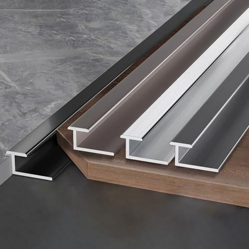 Raouoae Tira De Transición Para Pisos, 135cm X 2 Piezas, Riel De Transición Para Baldosas, Laminado, Madera, Alfombra PVC, Reductor Estrecho, Tira De Umbral Para Pisos De Cerámica Y Madera(Gray,H:11MM