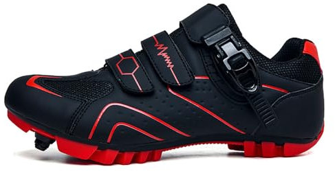 Hixingo Fahrradschuhe Herren Damen Rot MTB Radsportschuhe Mountainbike Schuhe Sneaker Atmungsaktive Outdoor-Radschuhe Fahrrad SPD Kompatibles MTB Schuhe, 40 EU