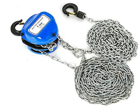 ERnonde 1 Tonne/1000Kg Flaschenzug Kettenflaschenzug Hubhöhe max. 4M Kettenzug aus Verzinkt Flaschenzug Handkettenzüge, Blau